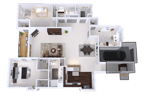 Floor plan for 3 beds, 2 baths, 1793 sqft